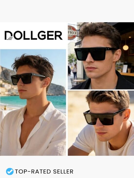 Oversized Square Sunglasses Flat Top Big Black Frame Y2K Trendy Shades
